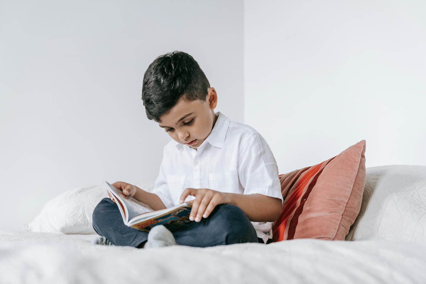 Asian child reading