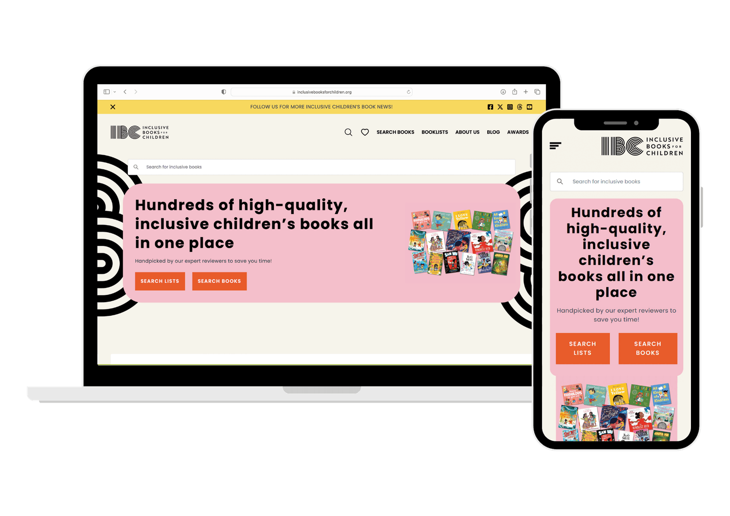 An image of a laptop and mobile phone showing the IBC website homepage