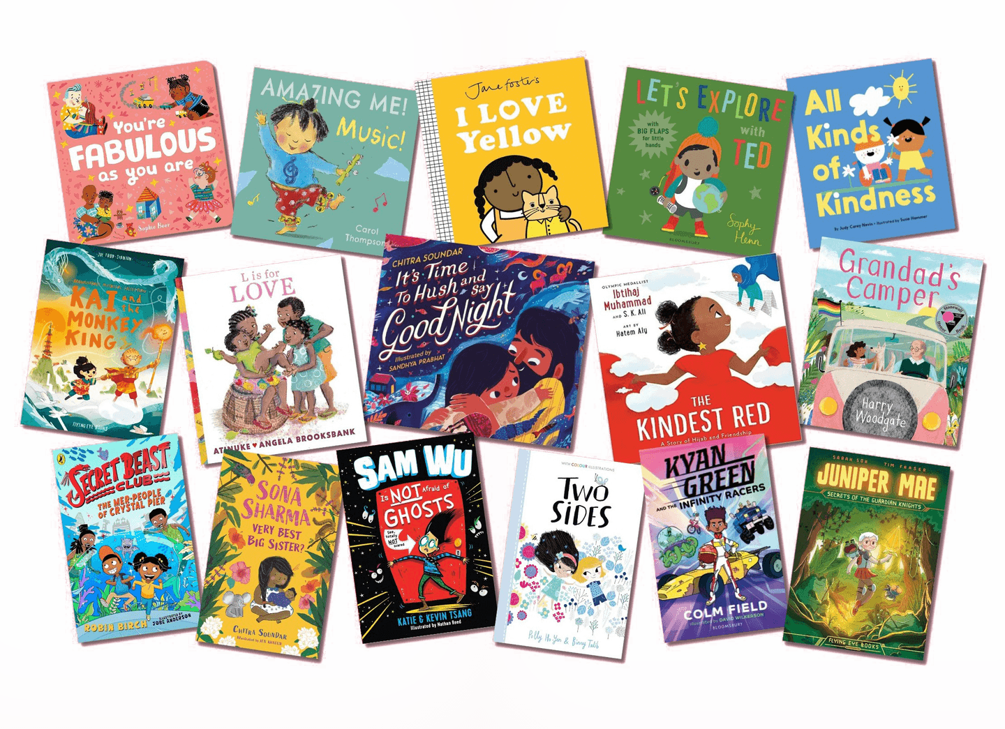 A selection of some of Inclusive Books for Children's favourite diverse kids' books, arranged in a cheerful montage.